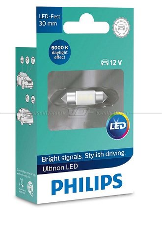 Светодиодная лампа PHILIPS LED C5W, 30 мм, 6000K 12V, 1 шт. 11860ULWX1 