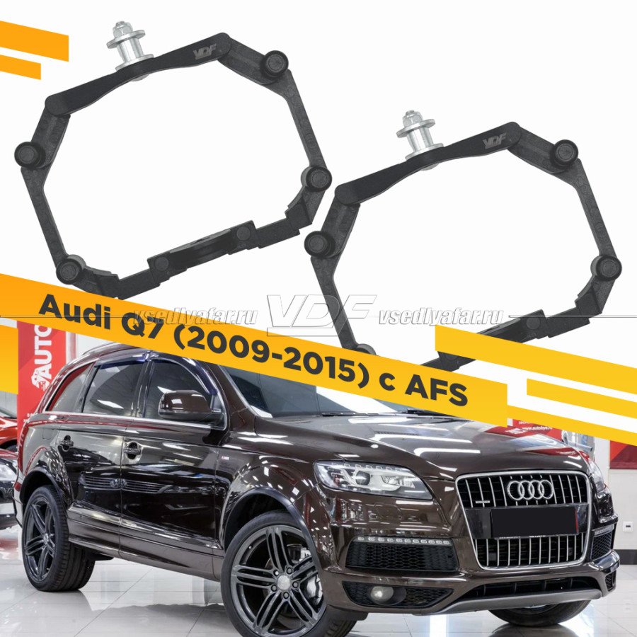 Рамки для замены линз в фарах Audi Q7 2009-2015 с AFS Пластик.