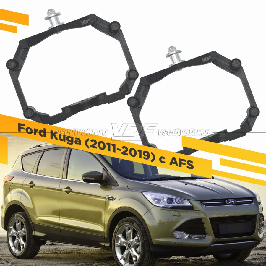 Рамки для замены линз в фарах Ford Kuga 2011-2019 с AFS Пластик.