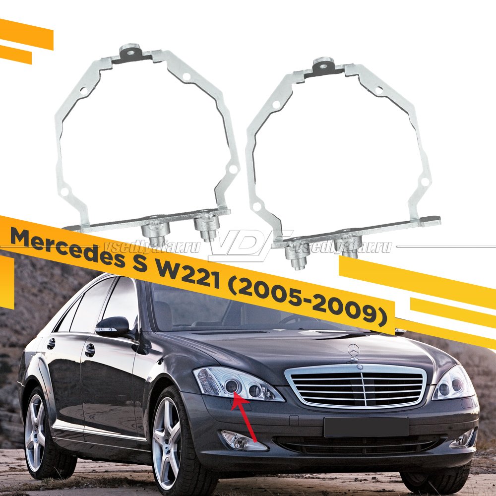 Рамки для замены линз в фарах Mercedes S W221 2005-2009 с AFS