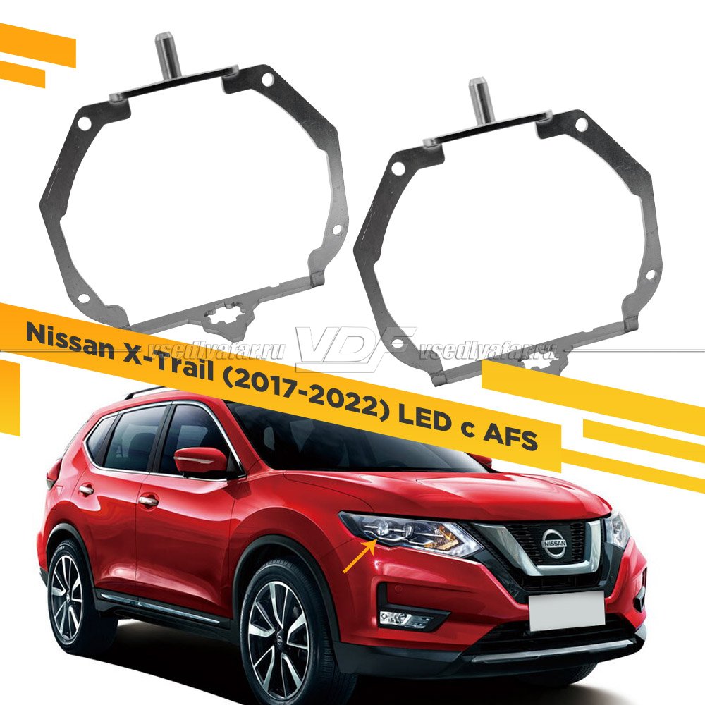 Рамки для замены линз в фарах Nissan X-Trail 2017-2022 LED с AFS