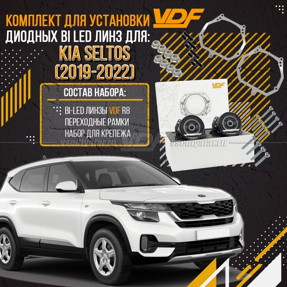 Набор для замены линз в фарах Kia Seltos 2019-2022 Галогенные фары