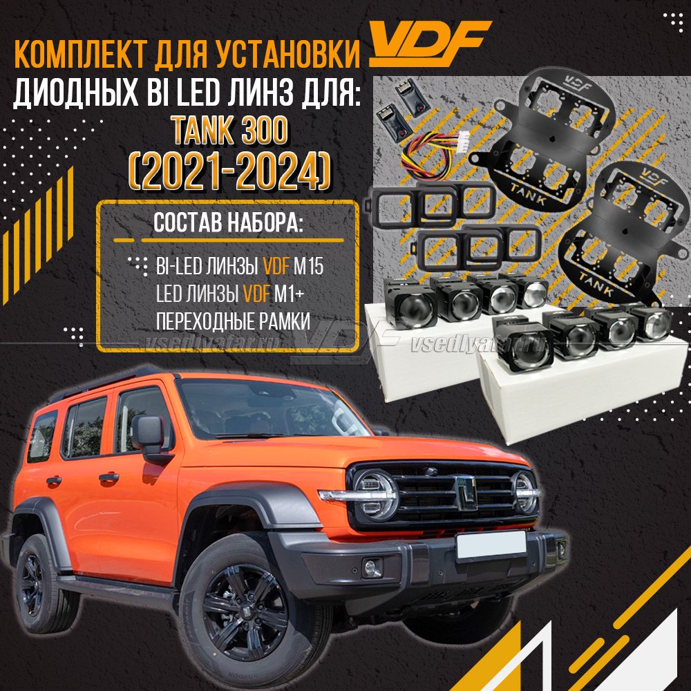 Комплект LED линз для установки в фары TANK 300 2021-2024