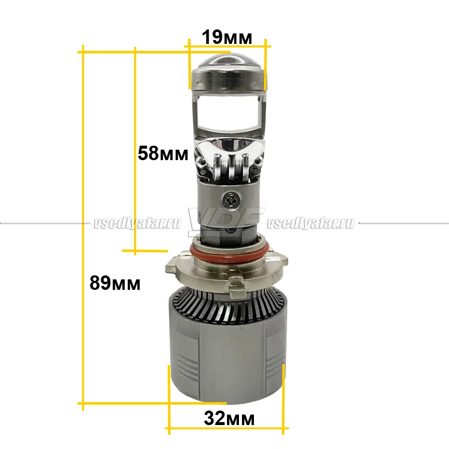 Светодиодные лампы с линзой VDF A80 Цоколь 9005 (HB3) 9006 (HB4) 6000K
