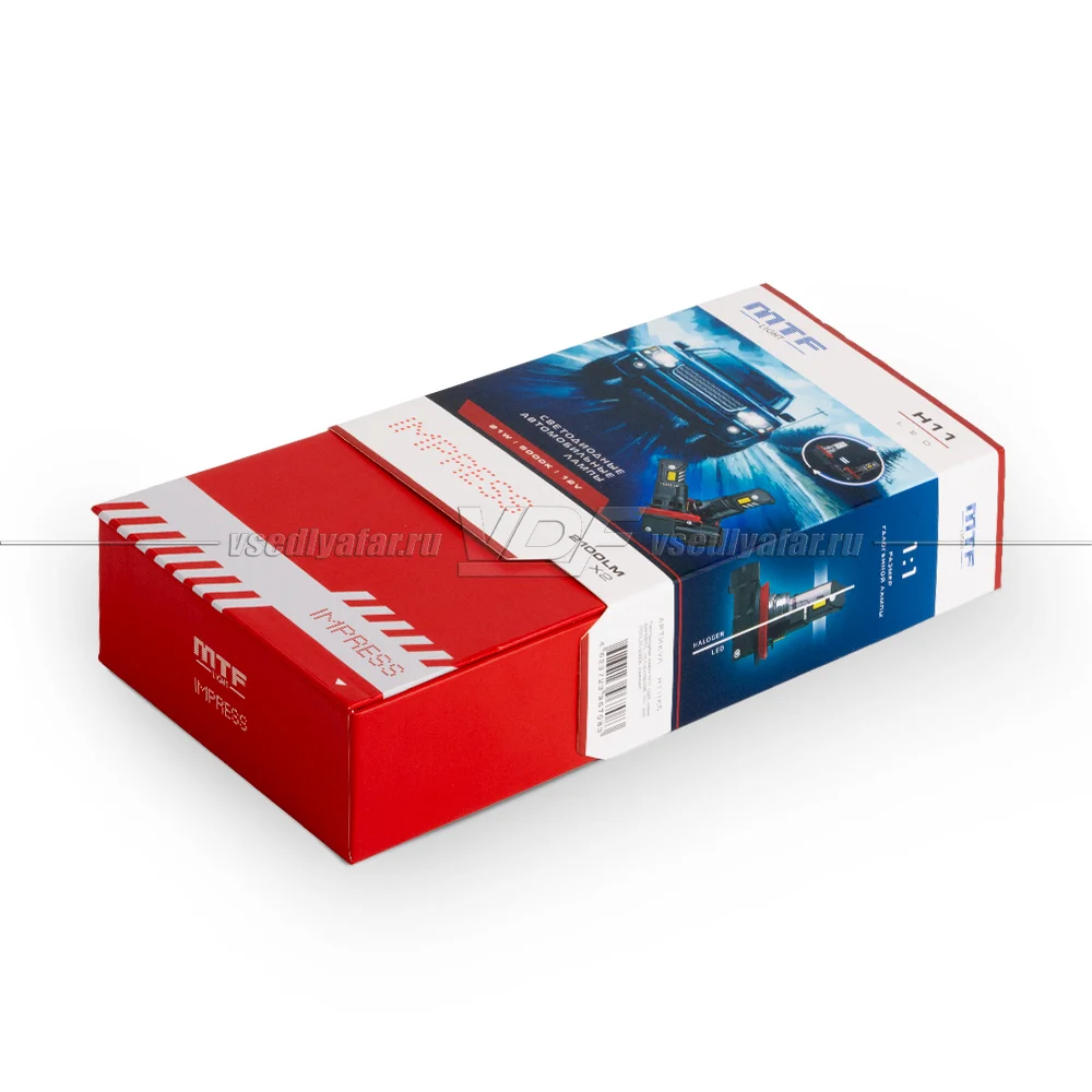 Светодиодные лампы MTF Light IMPRESS H11/Н8/Н9/Н16 6000K 12V, 21W, 2шт, HT11K6