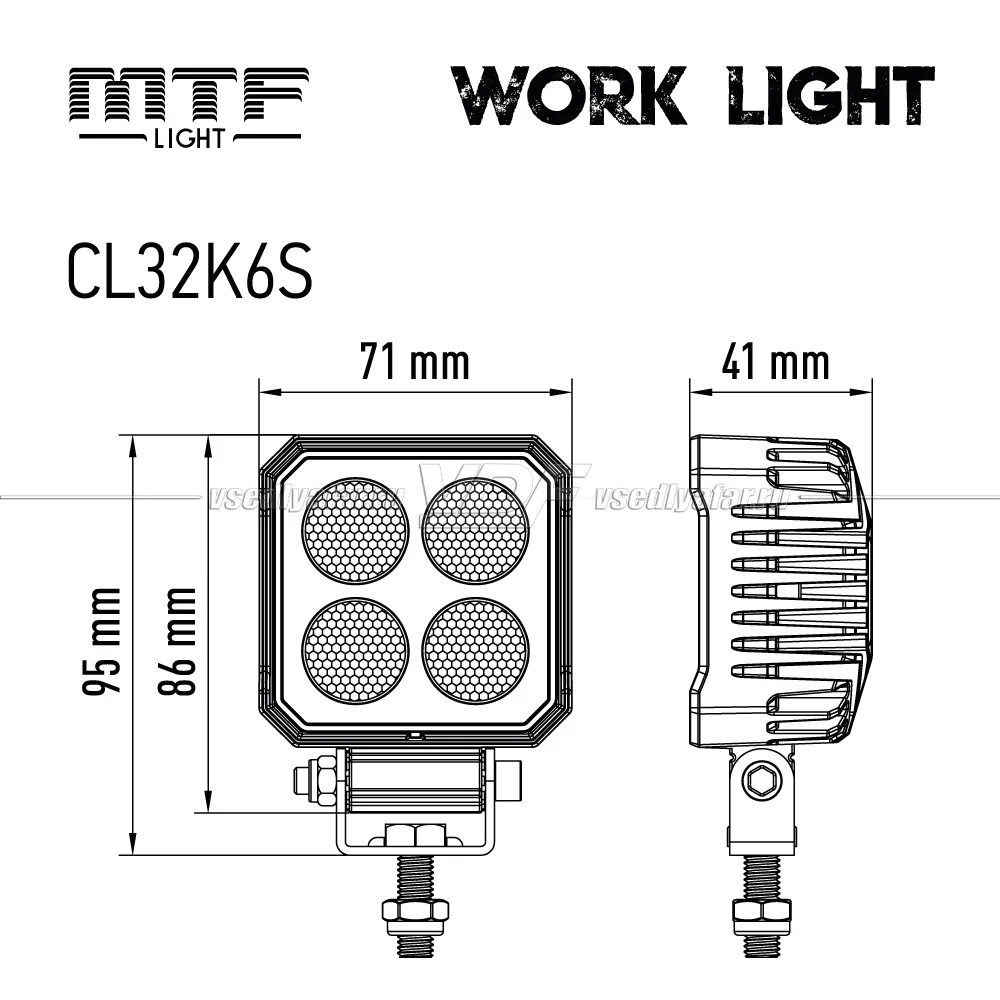 Фонарь светодиодный MTF LIGHT 12/24В, 20Вт, 2000лм, 6000К, квадратный, 1 шт., CL32K6S