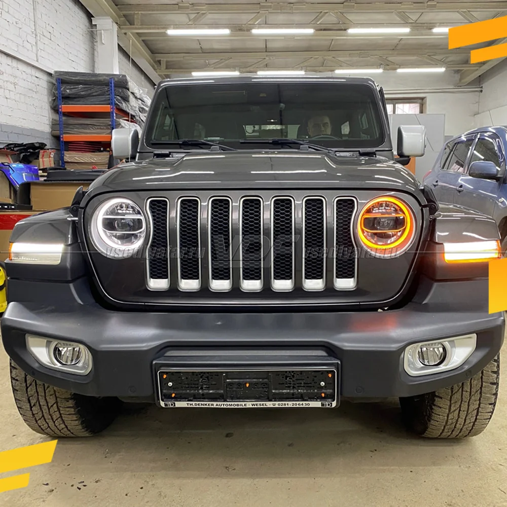 Светодиодные вставки в фары для Jeep Wrangler 2018-2025 LED
