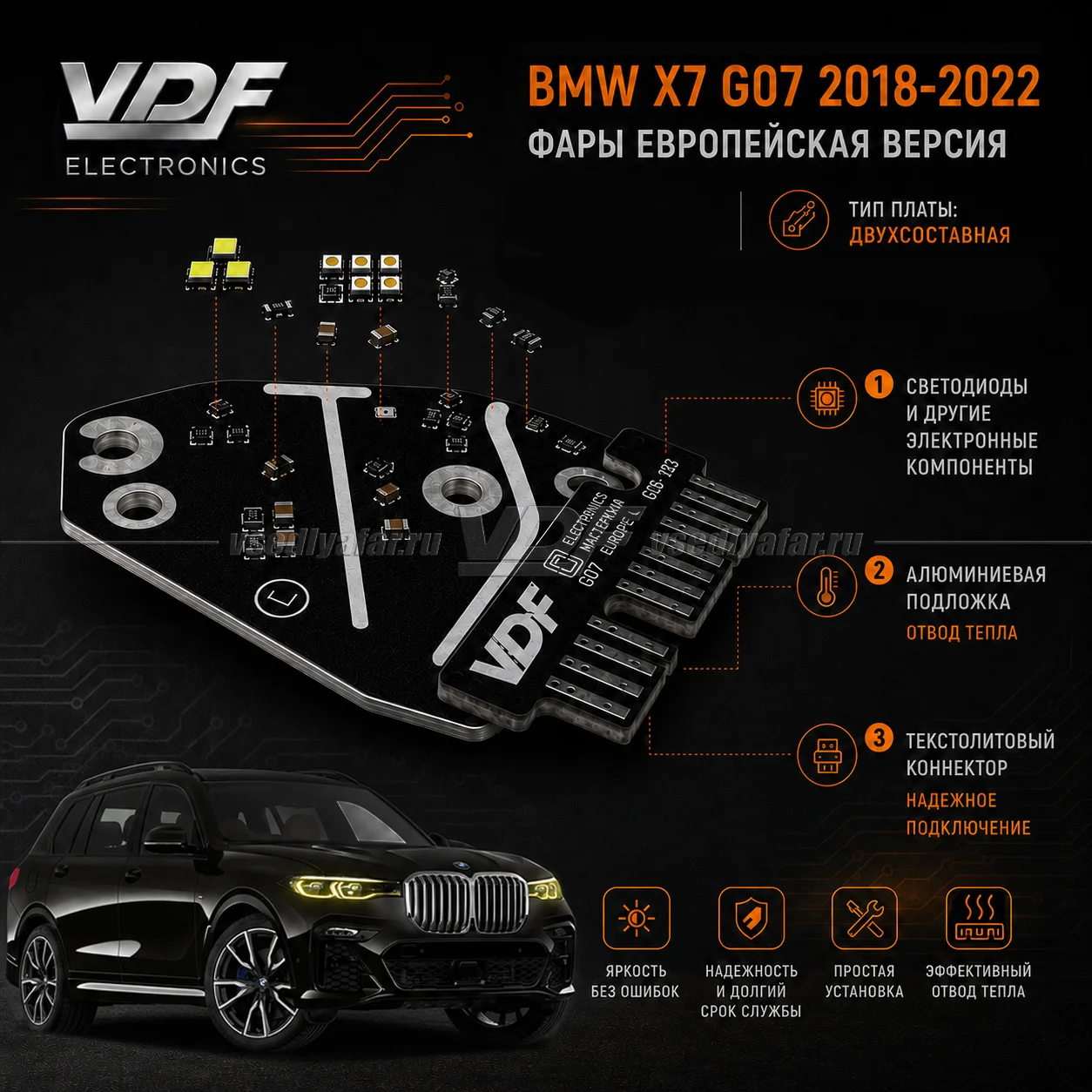 Комплект плат маркера BMW X7 G07 2018-2022 EU Цвет: Лимонный