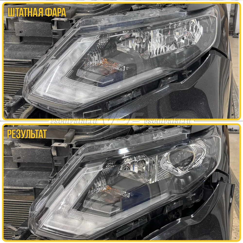 Комплект для установки линз в фары Nissan X-Trail T32 2013-2022 Хром