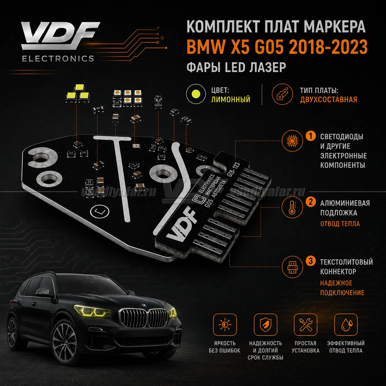 Комплект плат маркера BMW X6 G06 2019-2023 EU Лазер Цвет: Лимонный