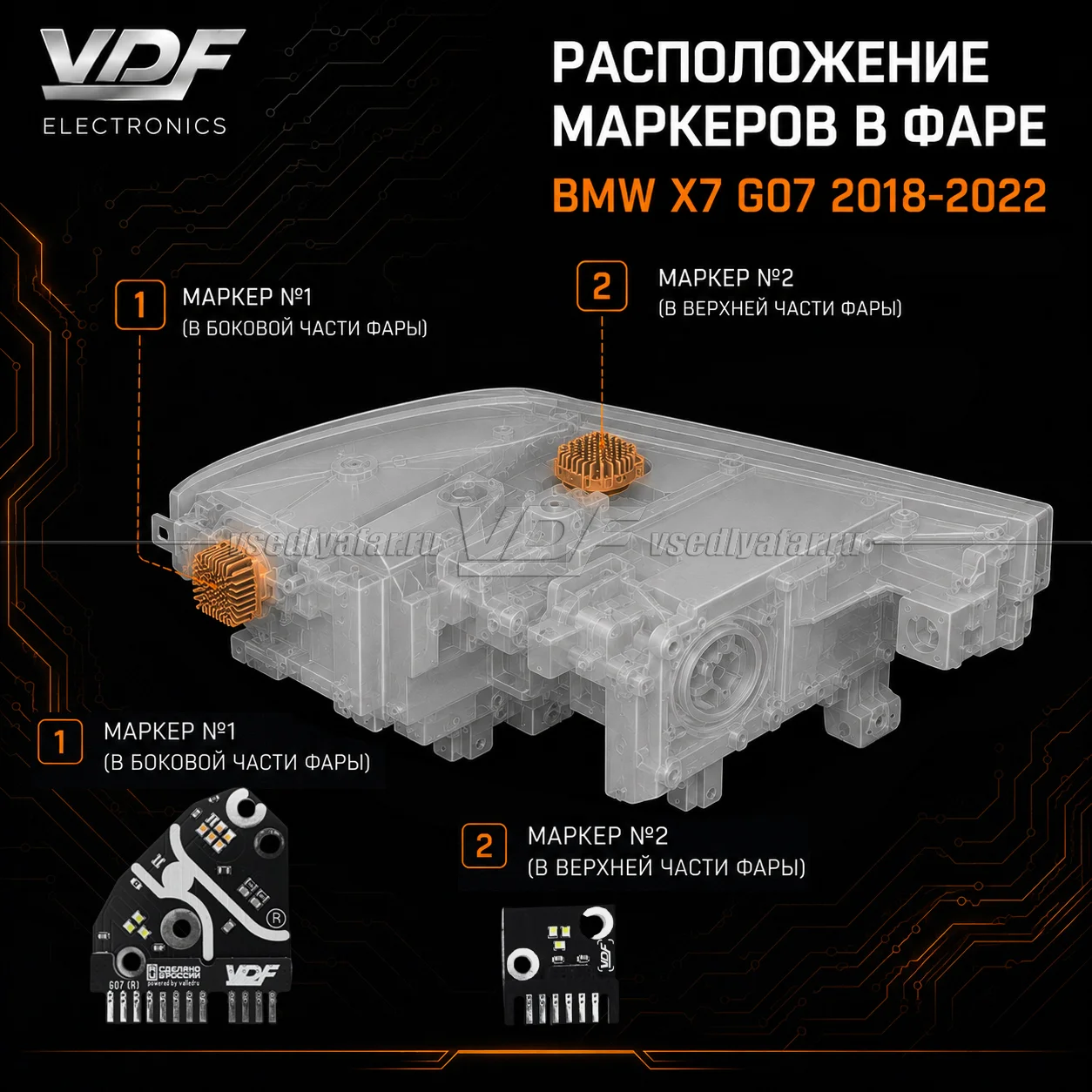 Комплект плат маркера BMW X7 G07 2018-2022 EU Цвет: Белый