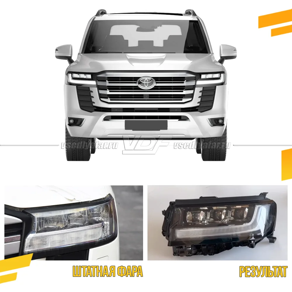Комплект для установки линз в фары Toyota Land Cruiser 300 2021-2026 Рефлекторные фары