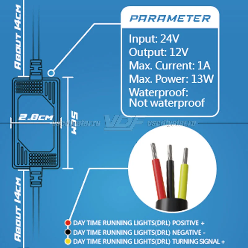 Преобразователь напряжения, 24V-12V Inverter 1A