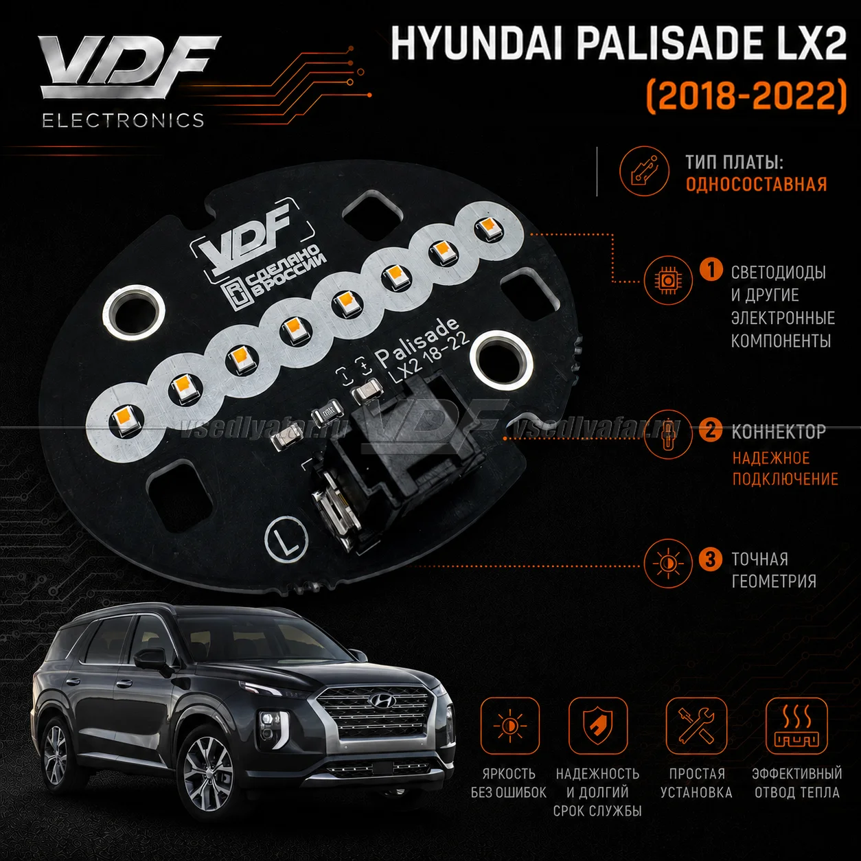 Комплект плат маркера Hyundai Palisade LX2 2018-2025 Цвет: Янтарный