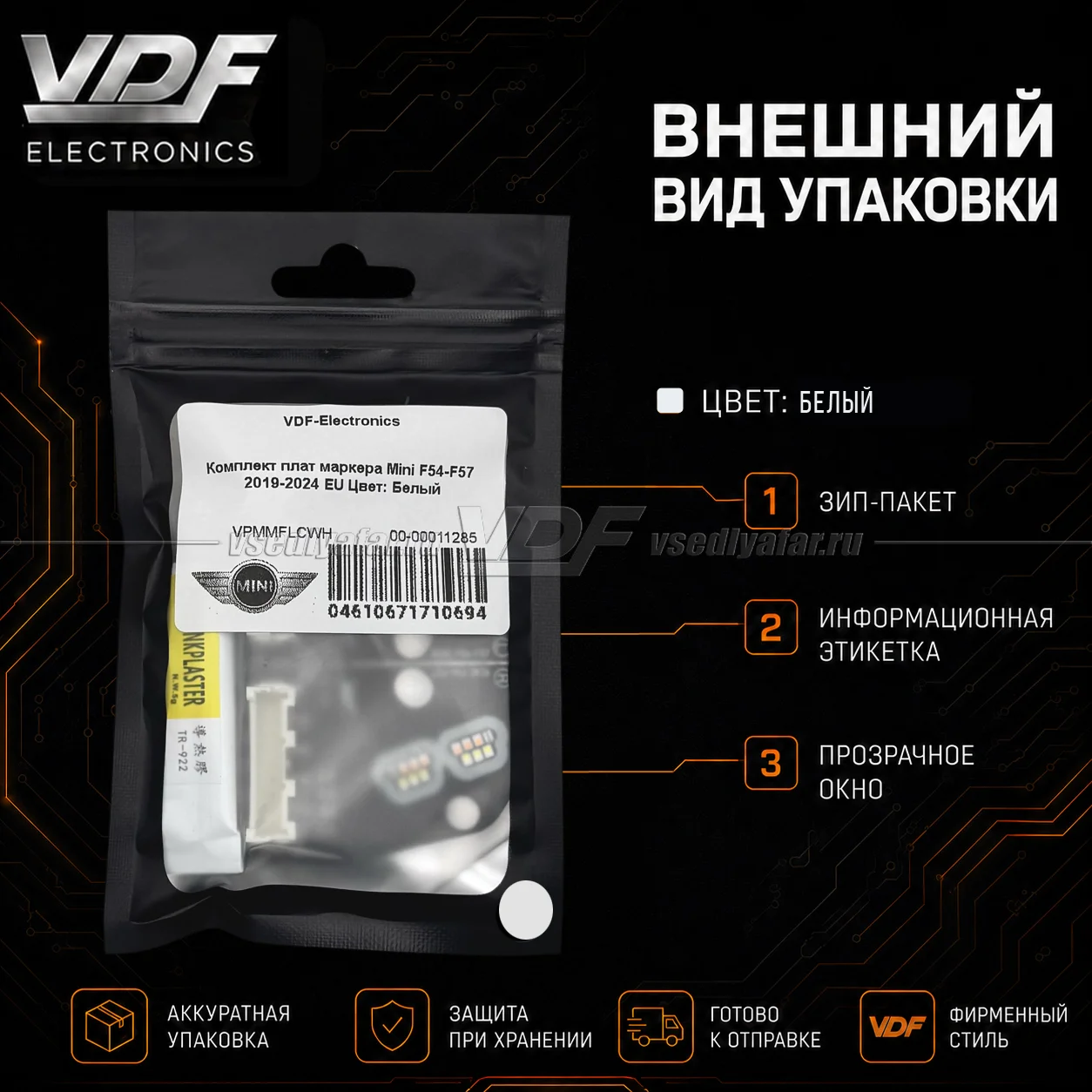 Комплект плат маркера MINI Cabrio F57 2019-2024 EU Цвет: Белый
