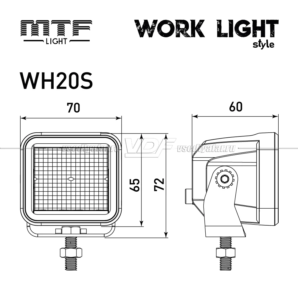 Прожектор светодиодный MTF Light серия STYLE 12/24В, 20Вт, 1400лм, ECE R10, 1 шт. WH20S