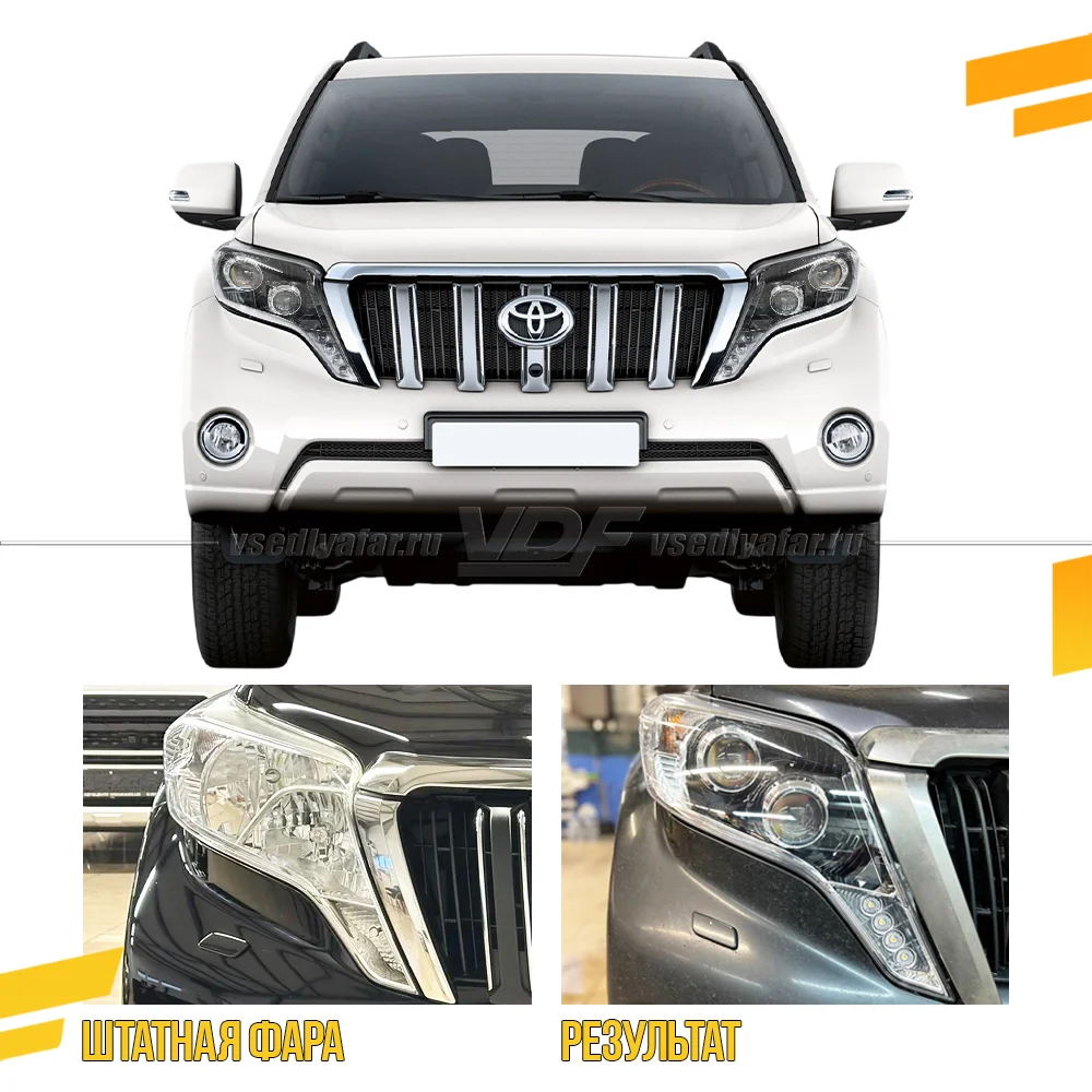 Комплект для установки линз в фары Toyota LC Prado 150 2013-2017 Квадро