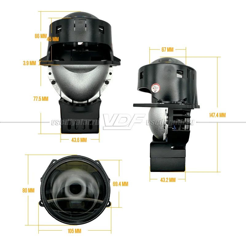 Светодиодные линзы Aozoom ALPD-1203 Truck Trailer (2023) 24V 5500K Bi-Led (комплект 2 шт)