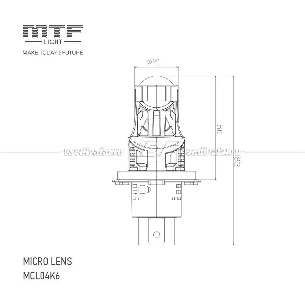 Светодиодные лампы MTF Light MicroLENS v2.0 H4/H19 6000K 12V, 25W, 2шт, MCL04K6