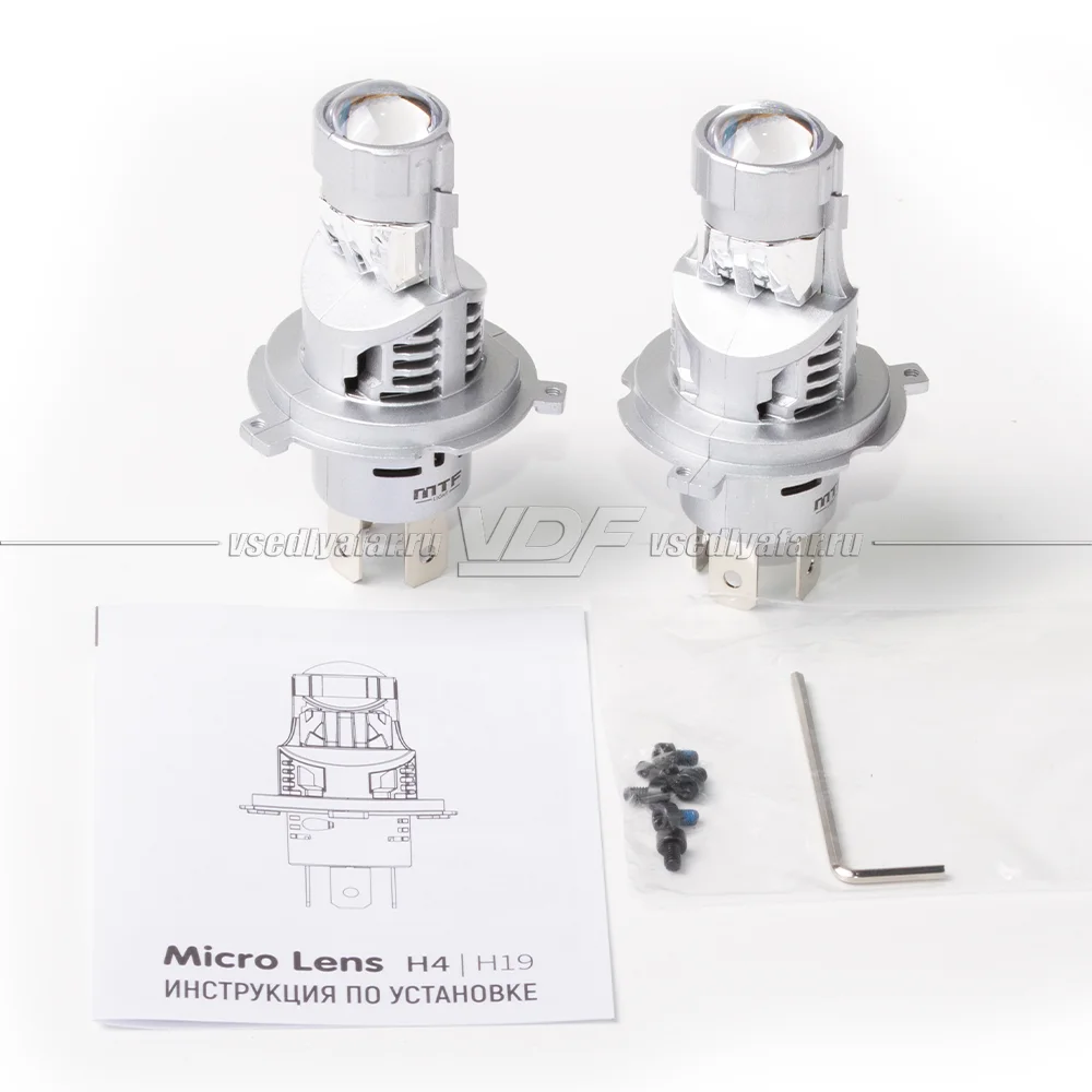 Светодиодные лампы MTF Light MicroLENS v2.0 H4/H19 6000K 12V, 25W, 2шт, MCL04K6