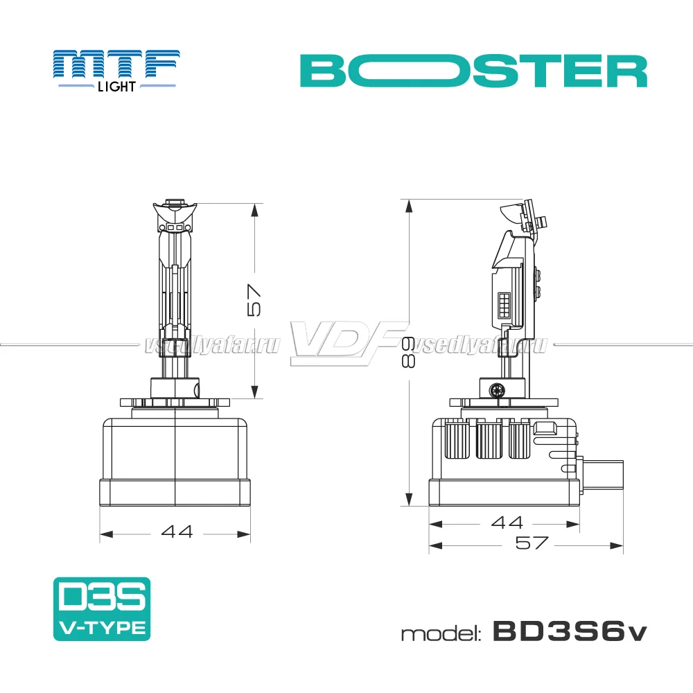 Светодиодные лампы MTF Light Booster V-Type D3S 6000K, 35W,  2шт, BD3S6v