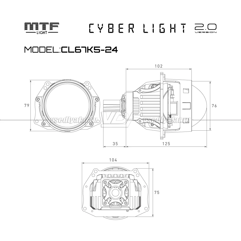 Светодиодные линзы MTF Light Cyber Light 2.0 Truck 24V 5500K Bi-Led (комплект 2 шт) CL67K5-24
