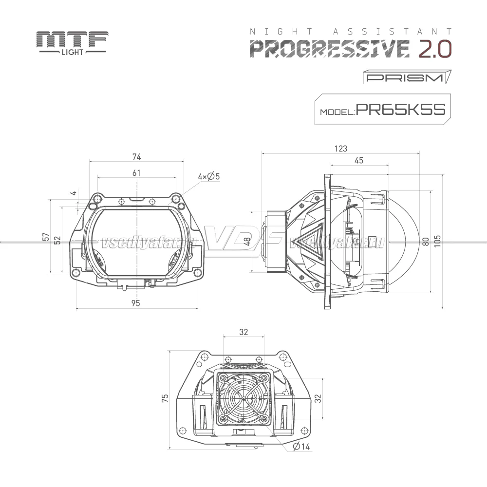 Светодиодные линзы MTF Light Night Assistant Progressive 2.0 скос. 3 5500K Bi-Led (комплект 2 шт) PR65K5S