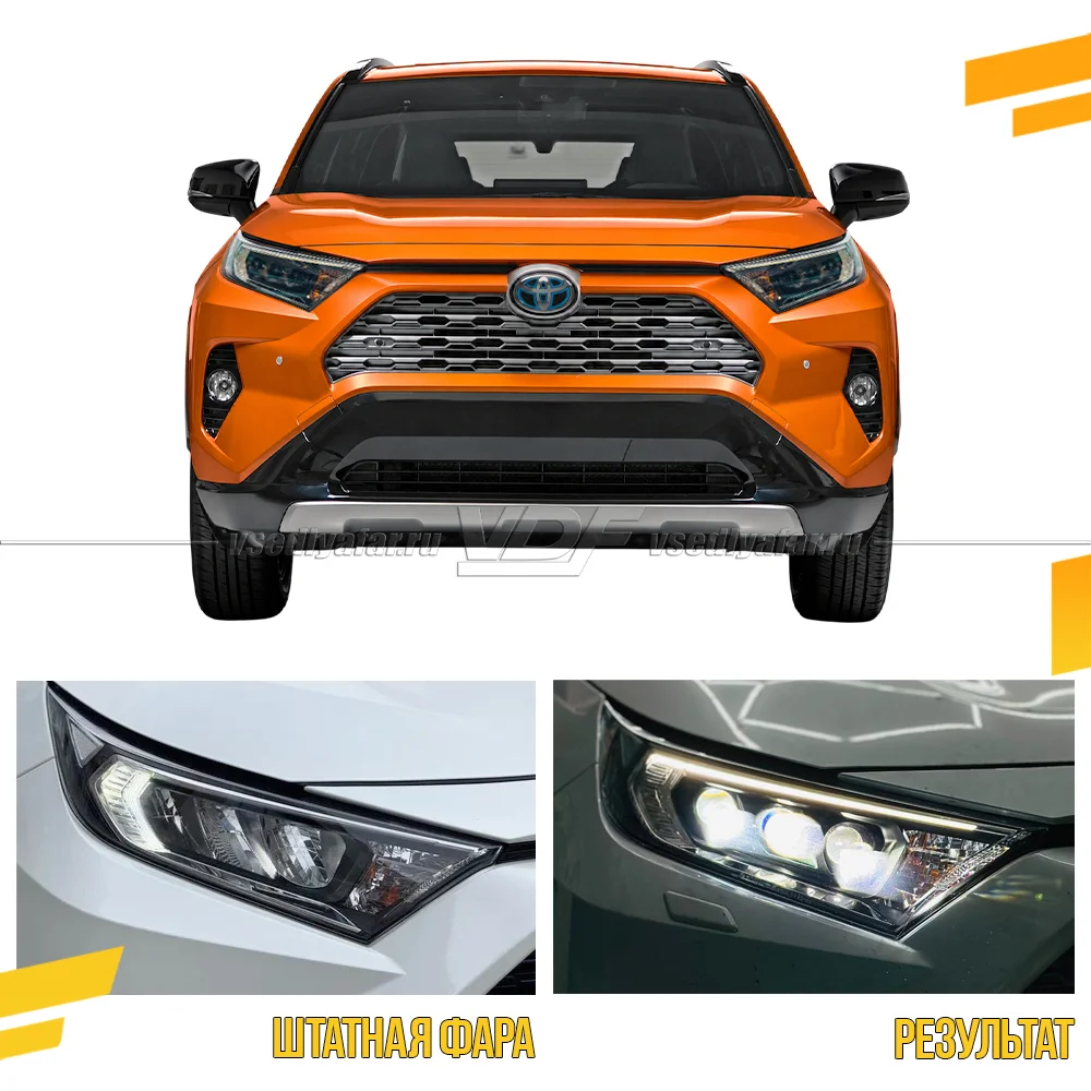 3D Набор для установки линз в фары Toyota Rav 4 2018-2022 LED рефлектор