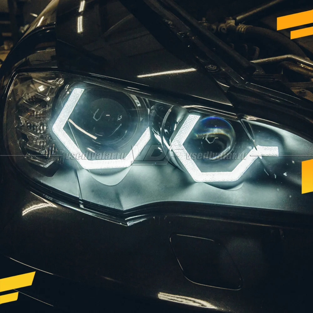 Светодиодные вставки в фары BMW X6 E71 2008-2012 "G-Style" Цвет: Белый