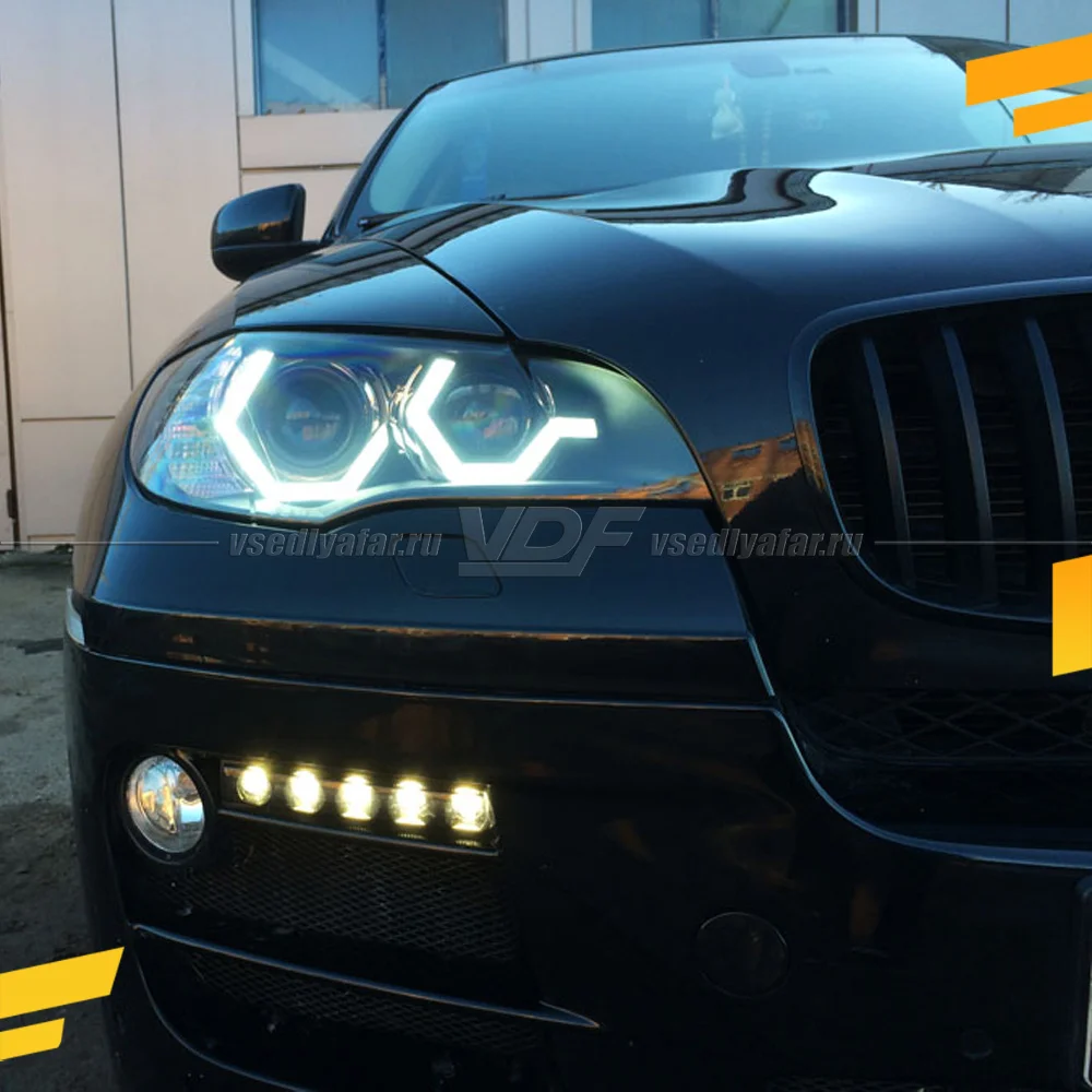 Светодиодные вставки в фары BMW X6 E71 2008-2012 "G-Style" Цвет: Белый