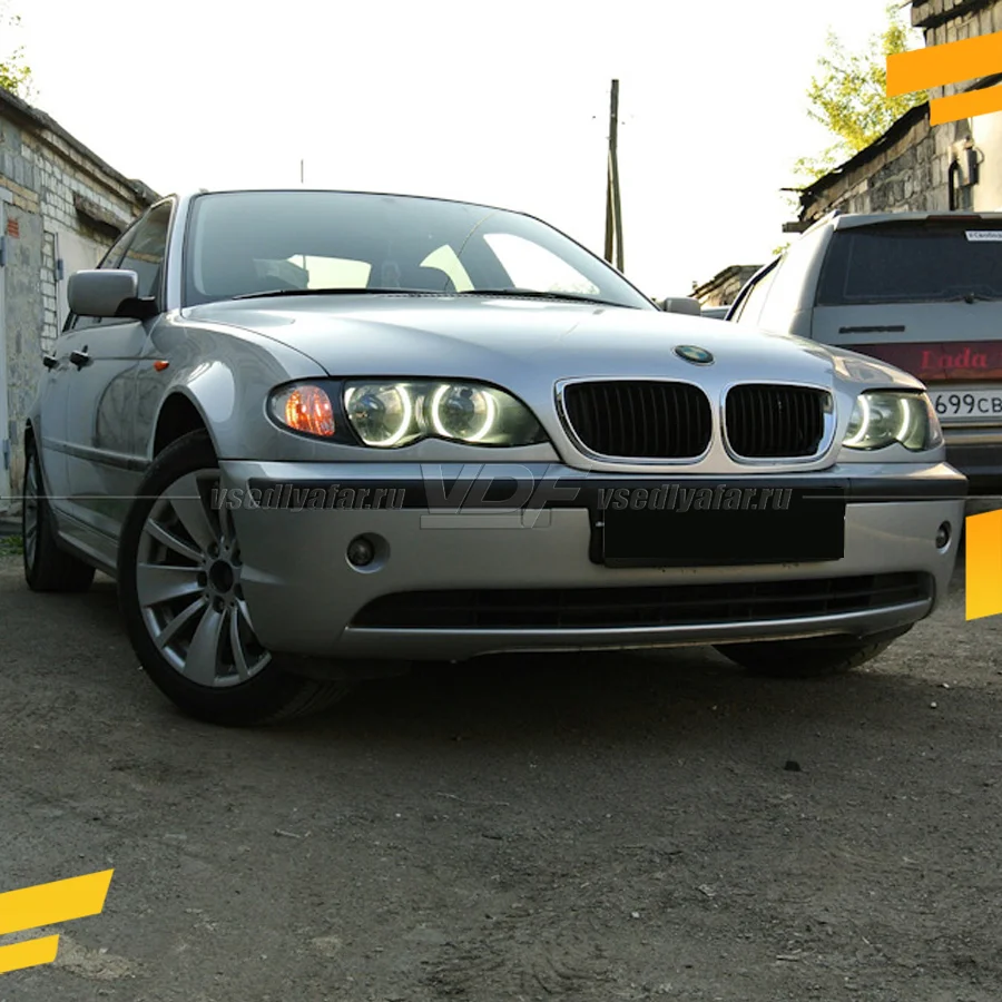 Светодиодные Ангельские глазки BMW 3 E46 2001-2005 Седан Рефлектор Цвет: Белый