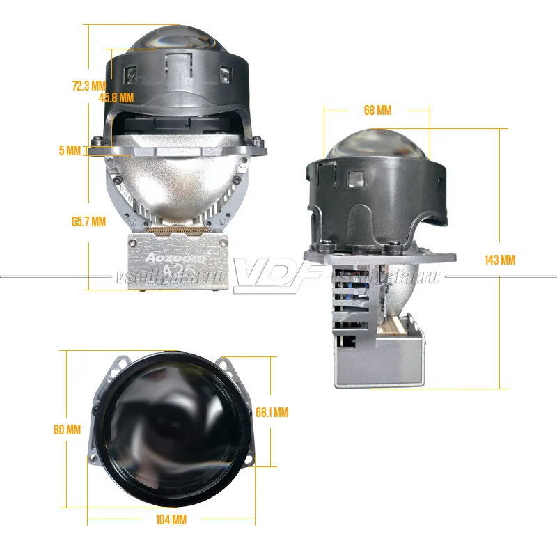 Светодиодные линзы Aozoom A25 3.0 12V 66/75W 5600/6000Lm 