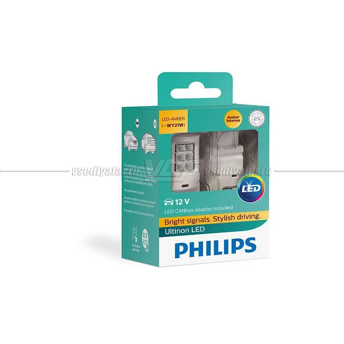 Светодиодные лампы  PHILIPS Ultinon LED WY21W с обманками, 12V, 2+2 шт., 11065ULAX2