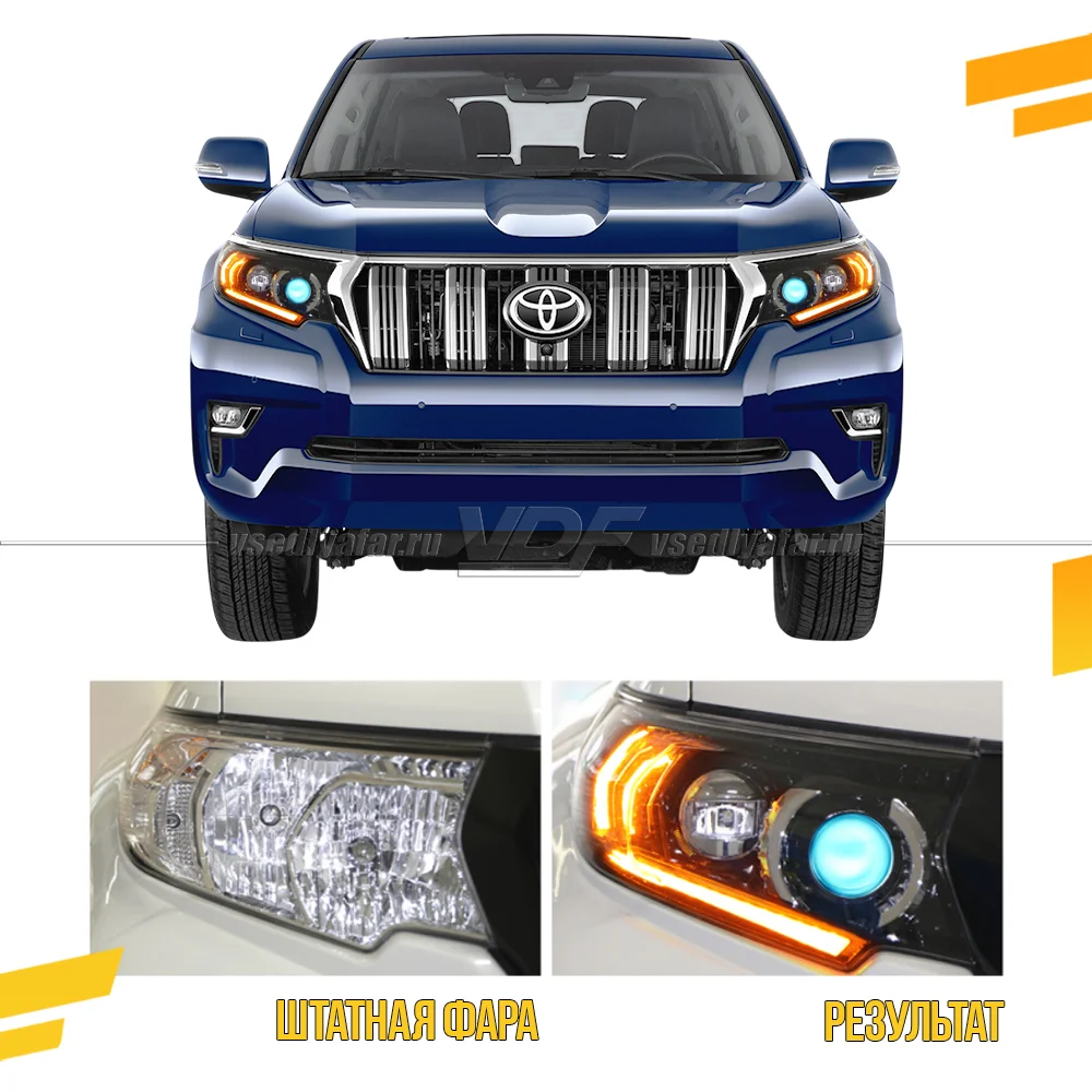 Комплект для установки линз в фары Toyota Land Cruiser Prado 2017-2023 тип 2