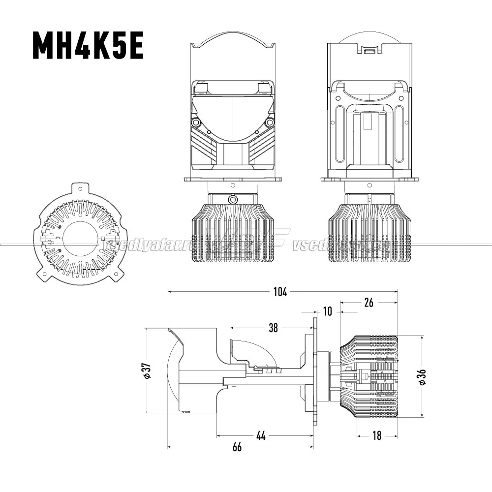 Светодиодные линзы MTF LIGHT MINILENS EXPERT H4/H19, 12V/24V, 40/50W, 5500K (комплект 2 шт) MH4K5E
