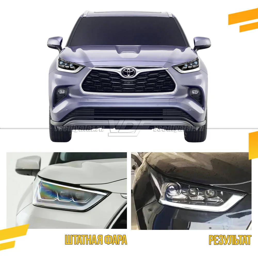 Комплект для установки линз в фары Toyota Highlander 2019-2026 EU с DRL