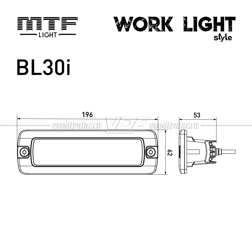 Прожектор светодиодный MTF Light серия STYLE 12/24В, 20Вт, 1950лм, ECE R10, 1 шт. BL30i