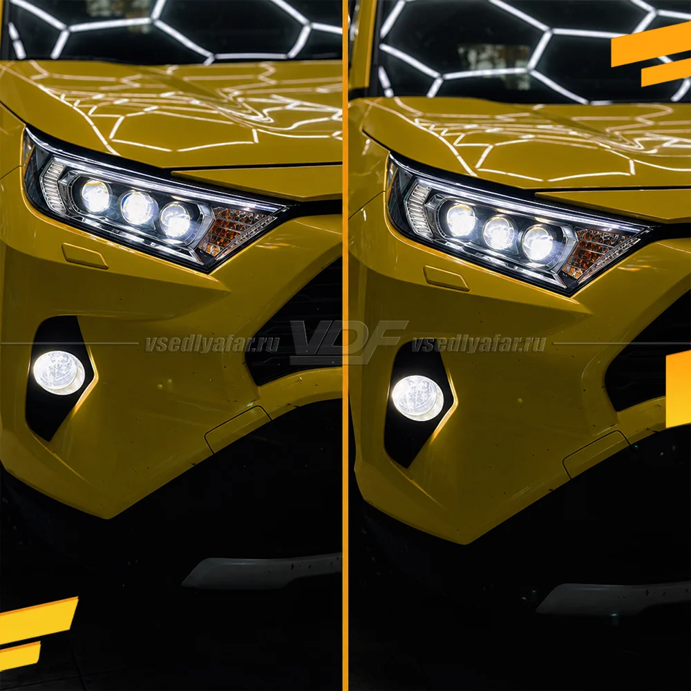 3D Набор для установки линз в фары Toyota Rav 4 2018-2022 LED рефлектор Хром