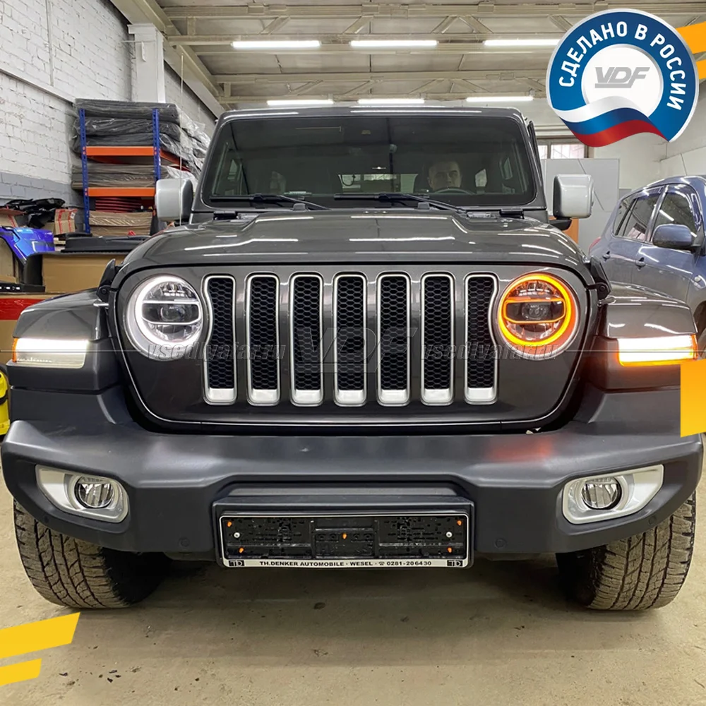 Светодиодные Ангельские глазки Jeep Wrangler 2018-2025 LED Двухрежимные