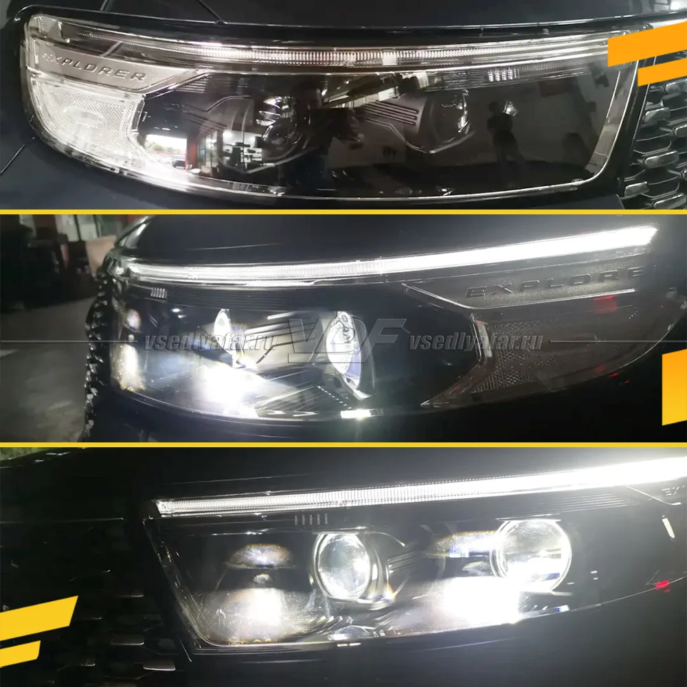 Комплект для установки линз в фары Ford Explorer VI 2019-2023 Цельная маска