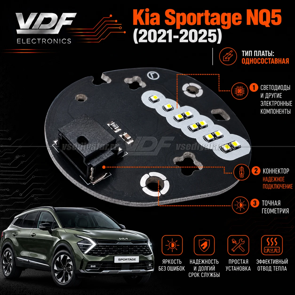 Комплект плат маркера Kia Sportage NQ5 2021-2025 Цвет: Янтарный