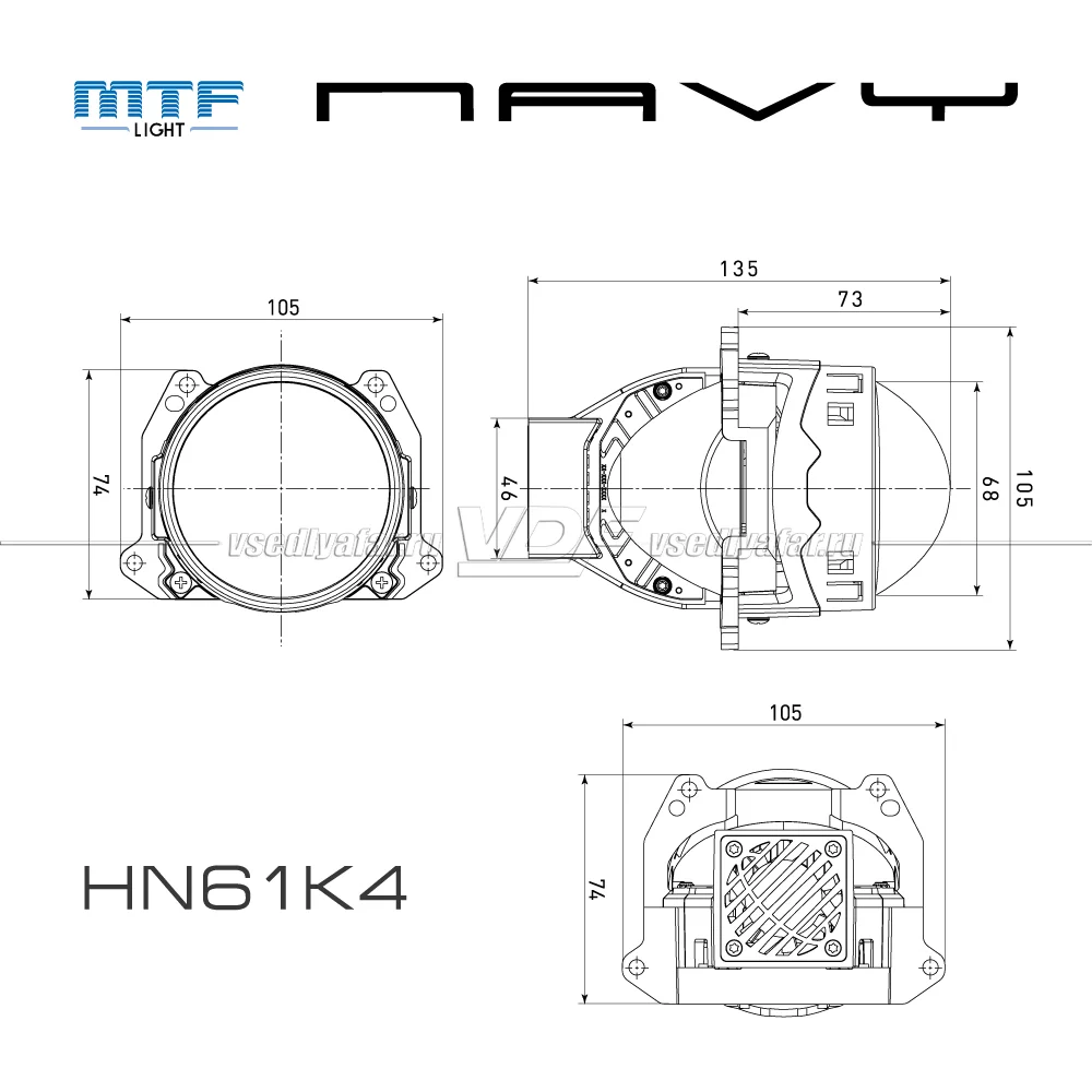 Светодиодные линзы MTF Light NAVI 4500K Bi-Led (комплект 2 шт) HN61K4