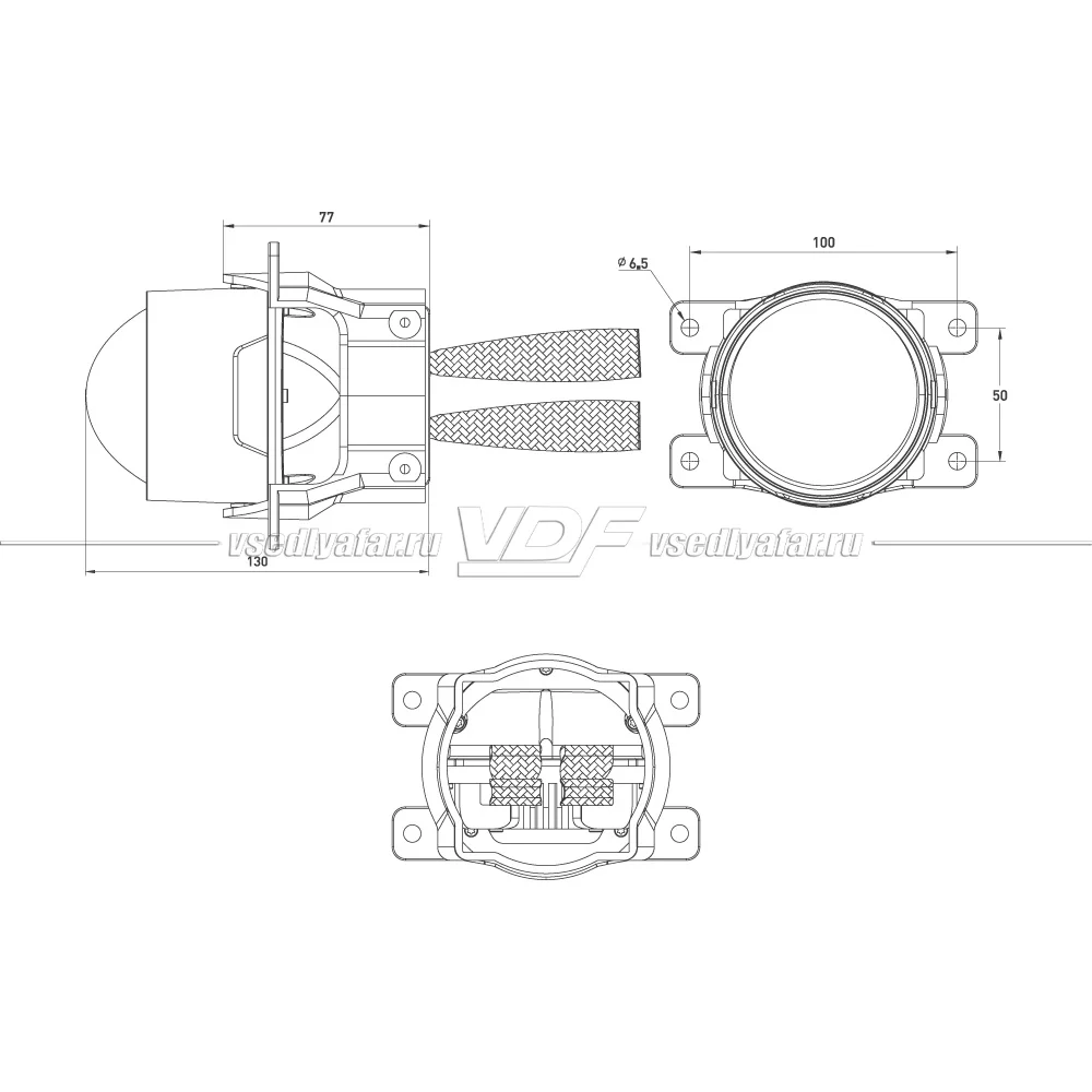 Бисветодиодные линзы в противотуманные фары MTF Light серия ABSOLUTE VISION 5500К FL44K55F