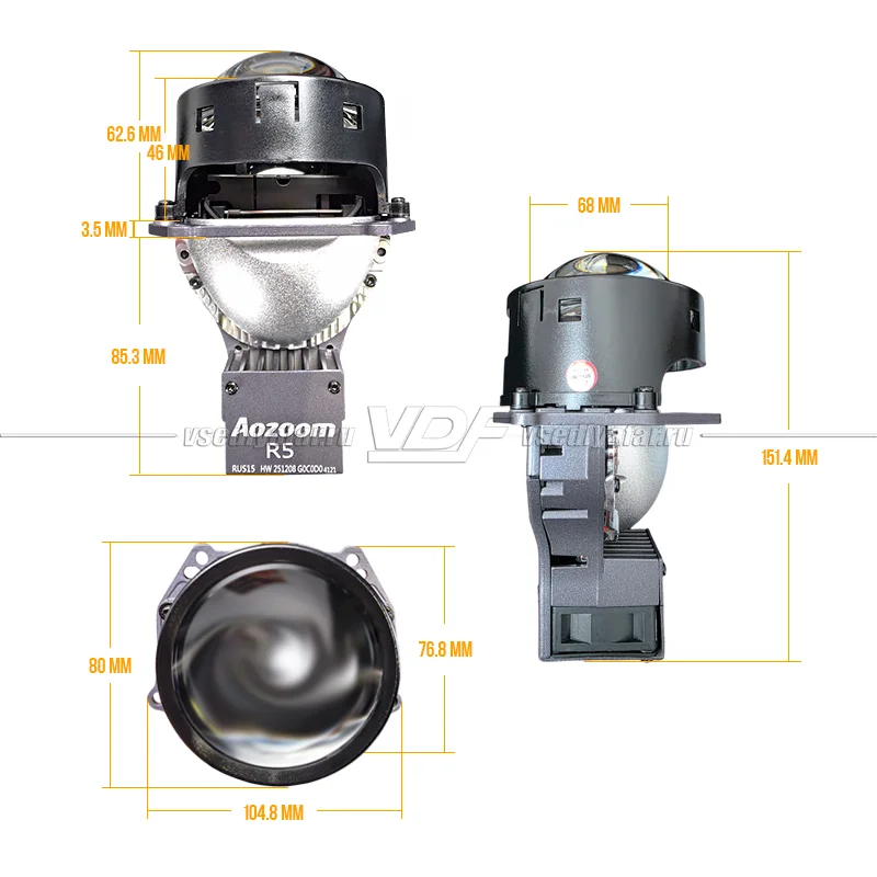 Светодиодные линзы Aozoom R5 3.0 12V 75/83W 6400/6600Lm
