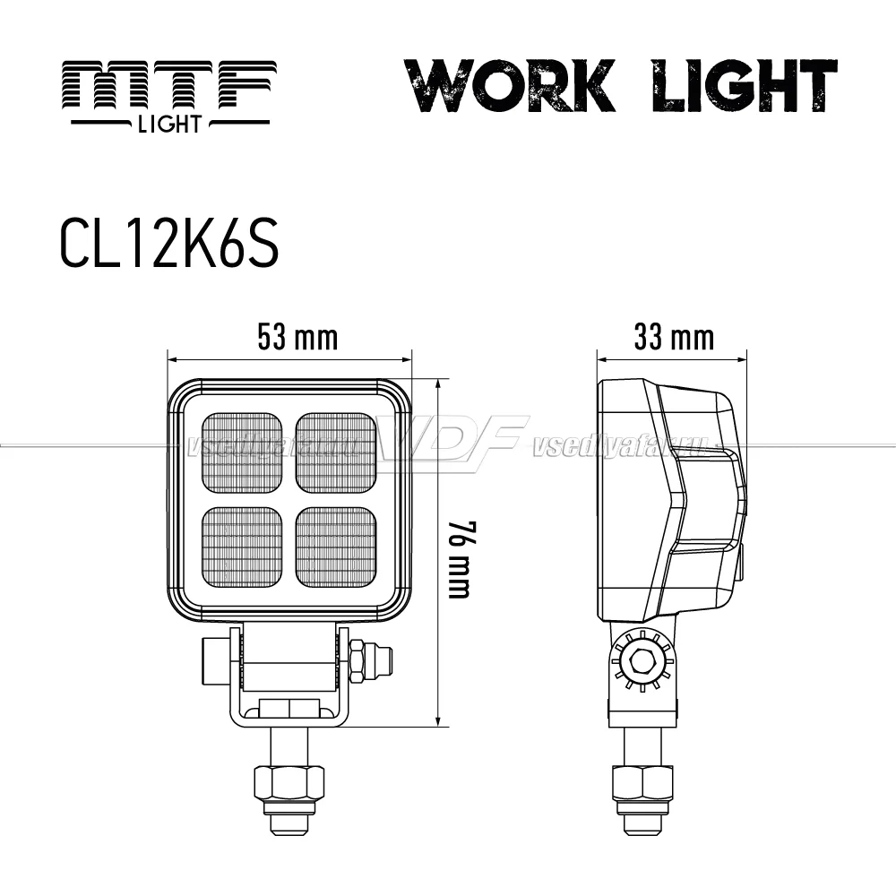 Фонарь светодиодный MTF LIGHT 12/24В, 12Вт, 1100лм, 6000К, квадратный, 1 шт., CL12K6S