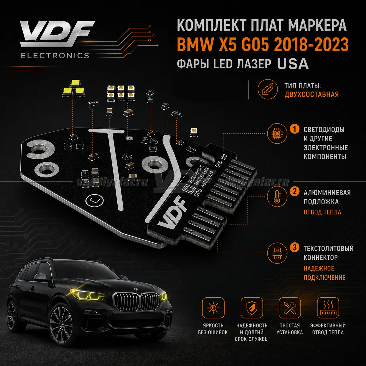 Комплект плат маркера BMW X6 G06 2019-2023 USA Лазер Цвет: Белый