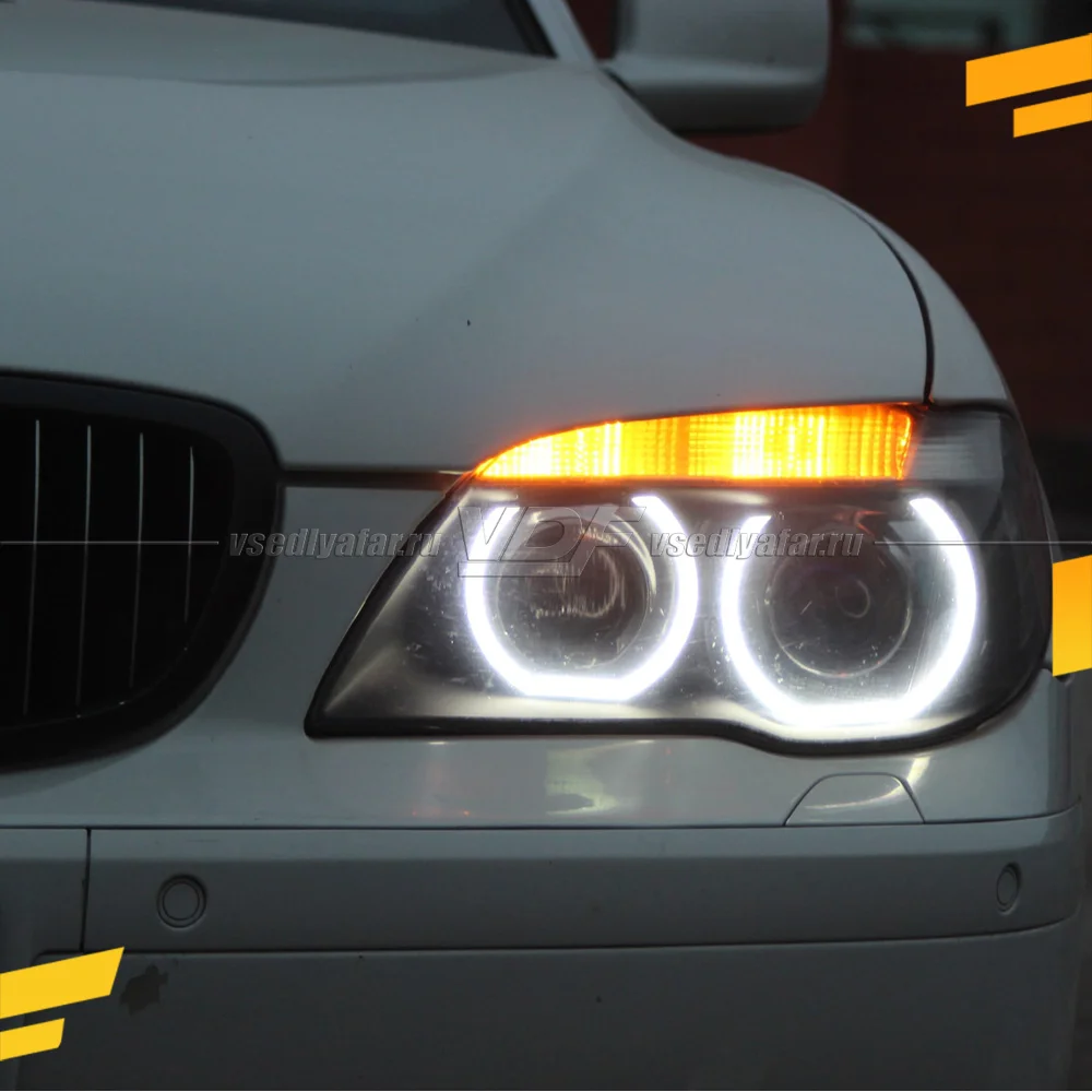Светодиодные Ангельские глазки BMW 7 Е65 2005-2008 "F-Style" Цвет: Белый 
