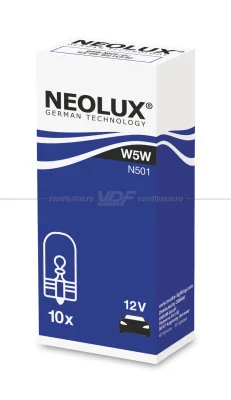 Лампа накаливания NEOLUX N501 W5W 12V 5W, 1 шт 