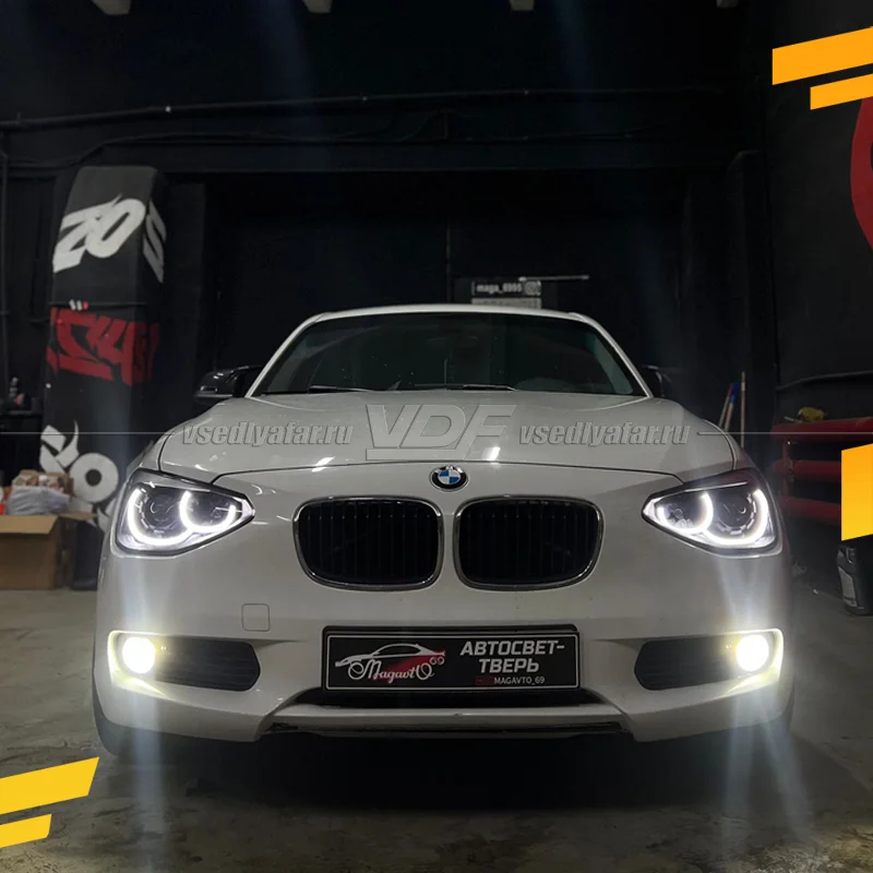 Светодиодные Ангельские глазки BMW 1 F20 2011-2016 Рефлектор Цвет: Белый