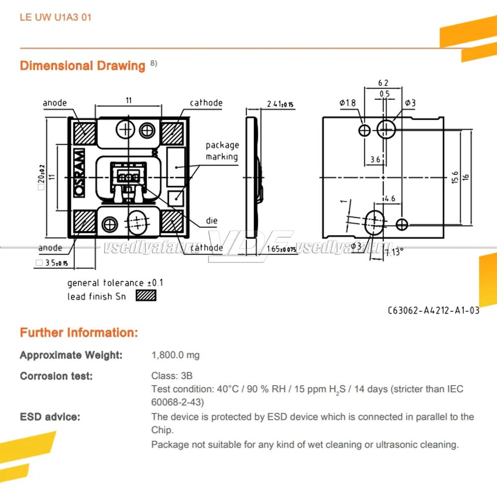 Светодиодный модуль OSRAM LE UW U1A3 01